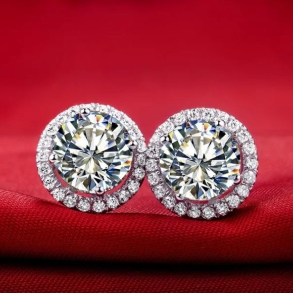 925 S Lab Diamond Earrings - Picture 5 of 10